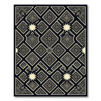 Black Golden Intricate Geometric Star Rug