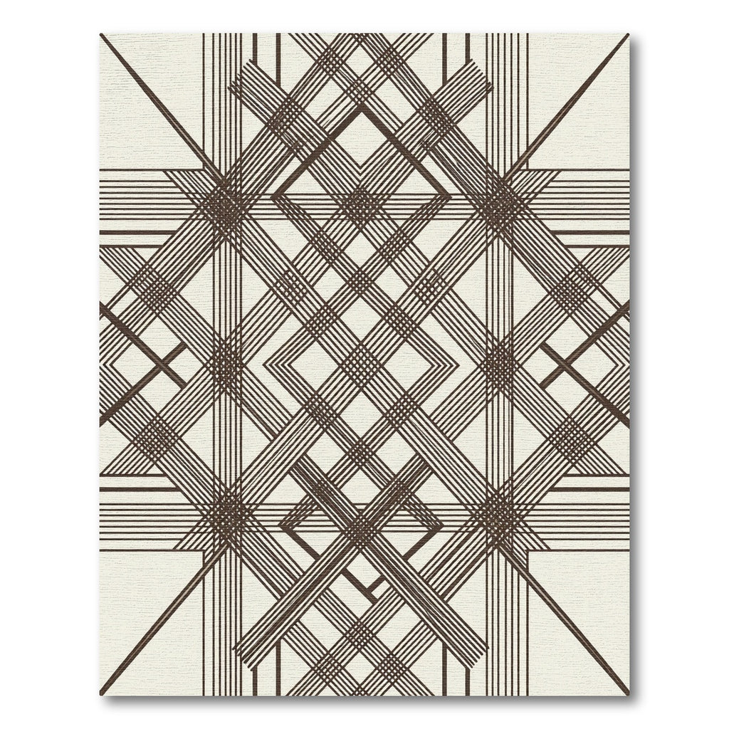 Sophisticated Chocolate Brown Intersecting Geometric Trellis Rug