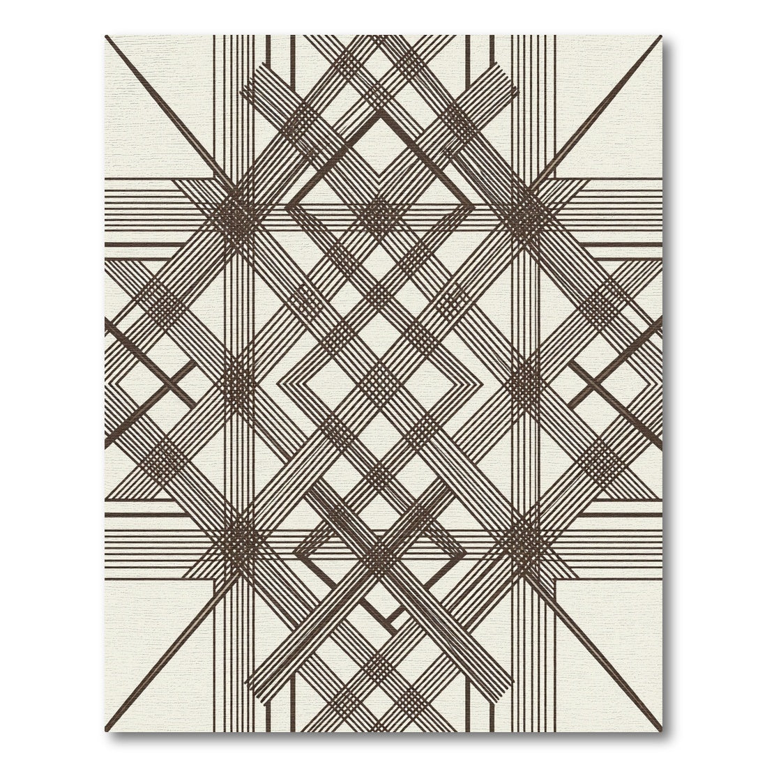 Sophisticated Chocolate Brown Intersecting Geometric Trellis Rug