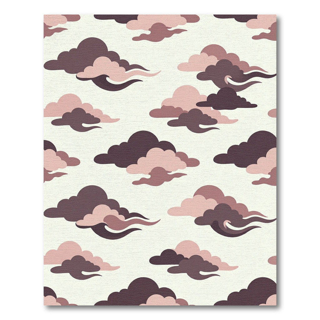 Muted Mauve Japanese Cloud Abstract Rug