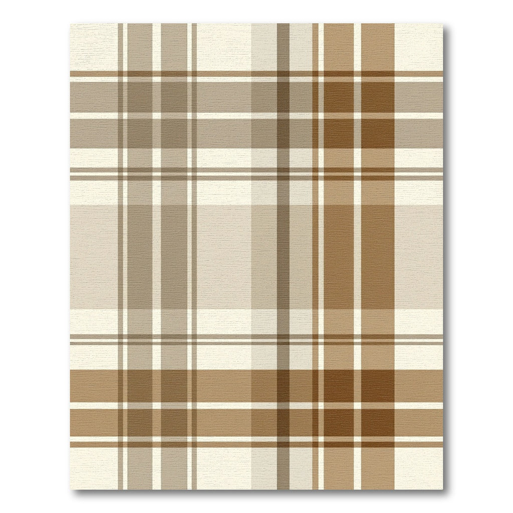 Classic Earthy Beige Plaid Check Rug
