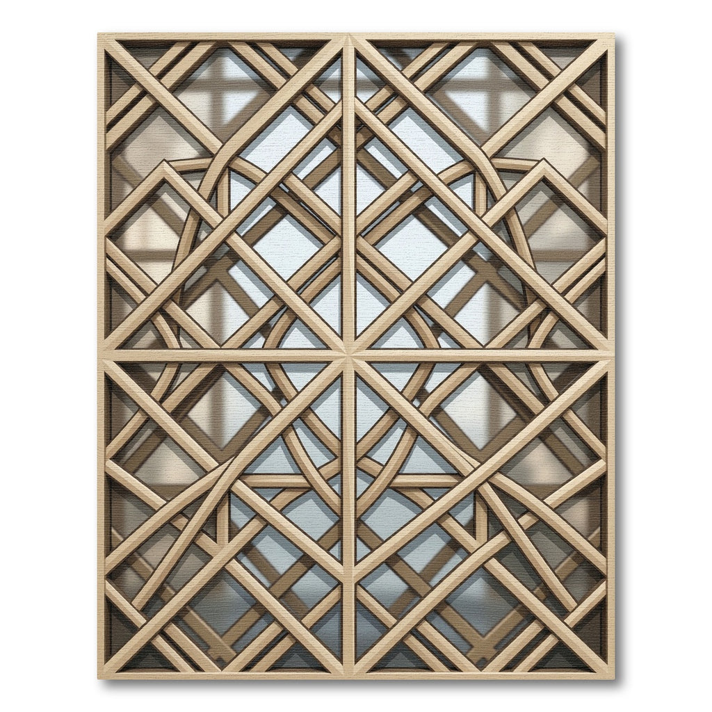 Geometric Bronze Lattice Interlocking Grid Rug
