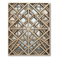 Geometric Bronze Lattice Interlocking Grid Rug