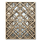 Geometric Bronze Lattice Interlocking Grid Rug