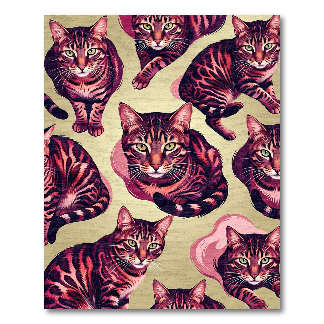 Crimson Tabby Cats Whimsical Whiskered Friends Rug
