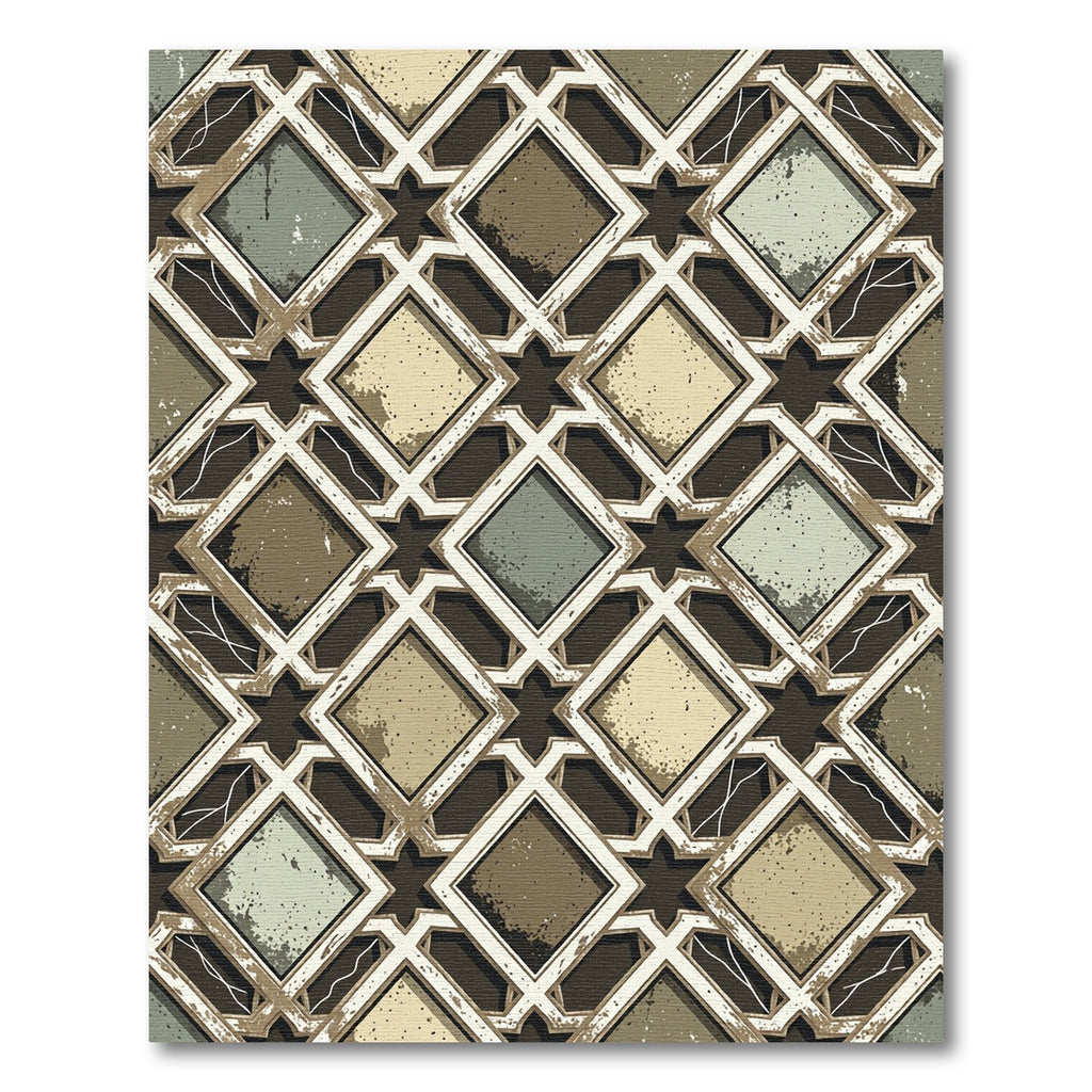 Earthy Diamond Arabesque Inlay Rug
