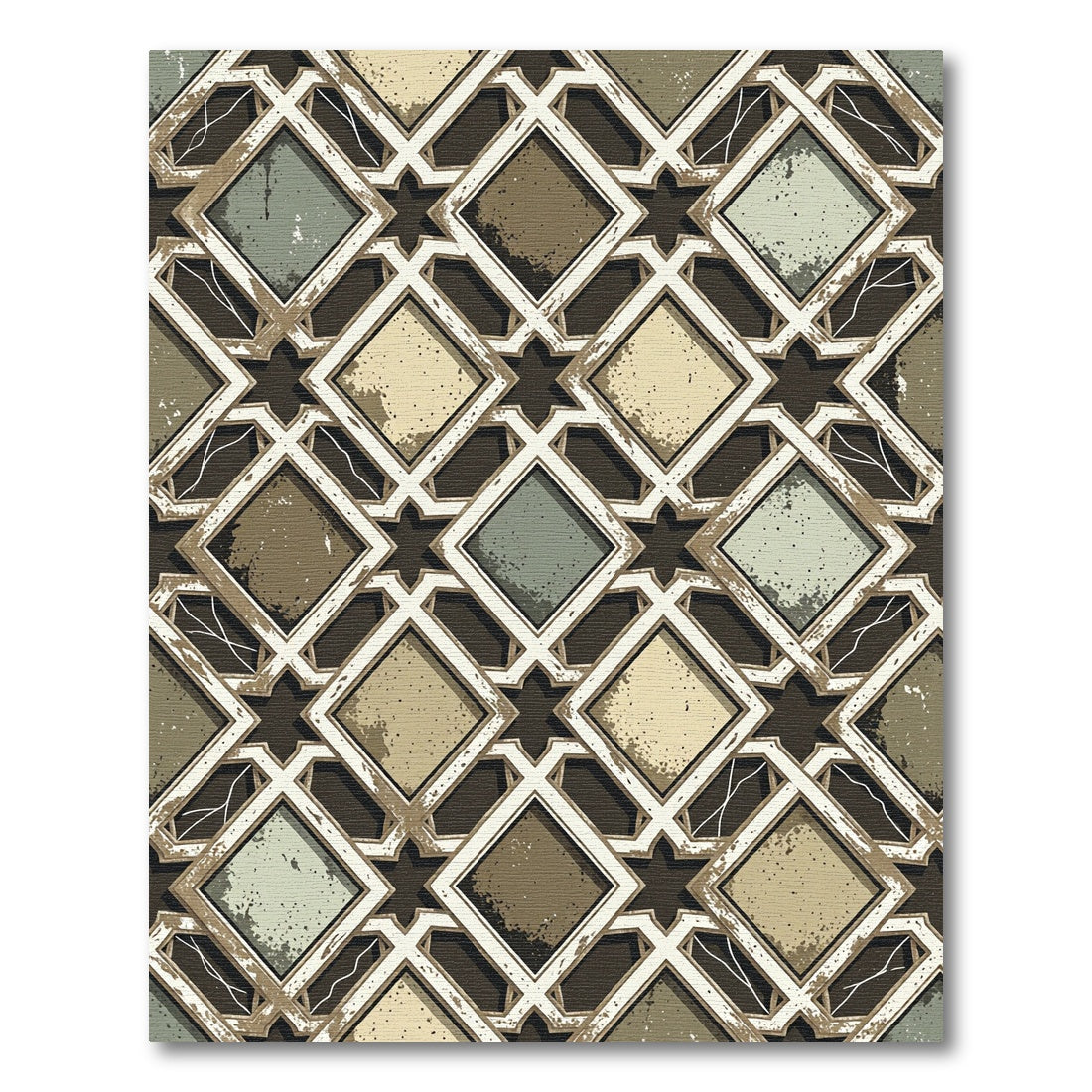 Earthy Diamond Arabesque Inlay Rug