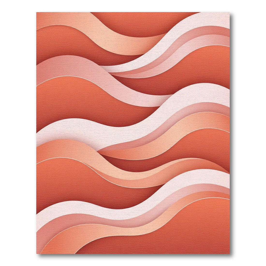 Modern Terracotta Abstract Layered Wave Rug
