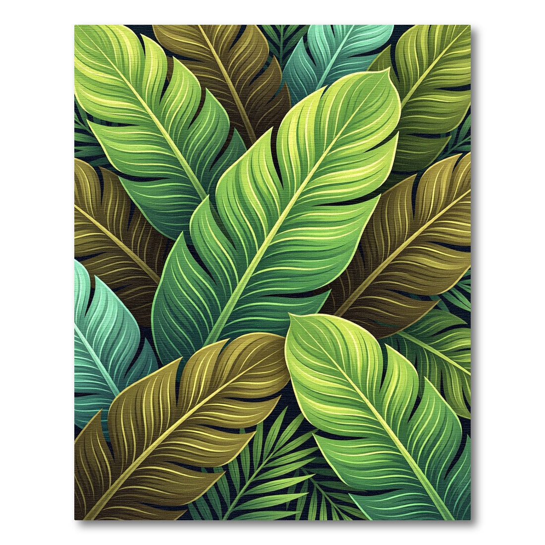 Lush Tropical Green Leafy Arrangement Rug