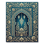 Azure Gold Ornate Arch Lantern Rug