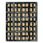 Dark Grey Woven Square Grid Rug