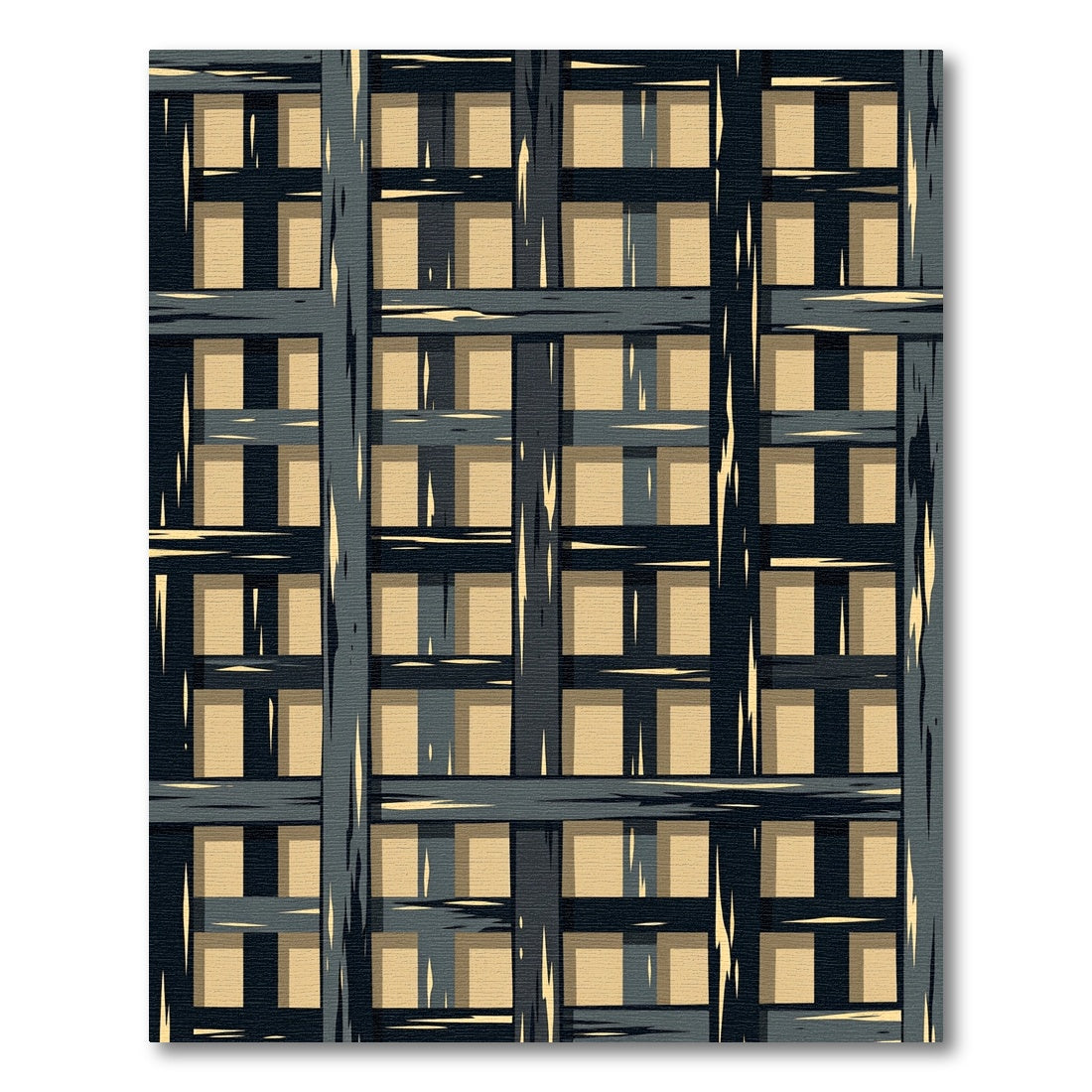 Dark Grey Woven Square Grid Rug