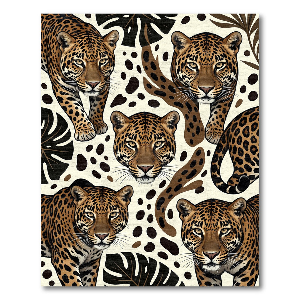 Tropical Leopard Jungle Animal Illustration Rug