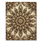 Ornate Golden Floral Radial Rug