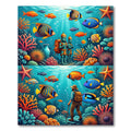 Vibrant Underwater Coral Reef Exploration Scene Rug
