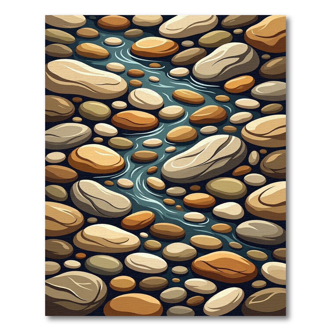 Earthy River Rock Stone Texture Rug