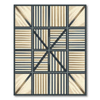 Neutral Toned Geometric Stripe Grid Rug