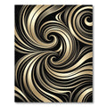 Elegant Black Golden Swirl Abstract Rug