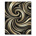Elegant Black Golden Swirl Abstract Rug