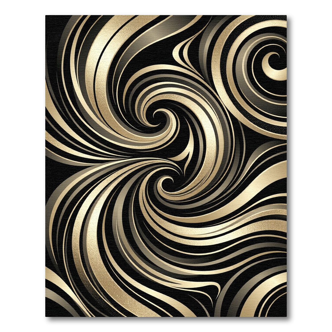 Elegant Black Golden Swirl Abstract Rug
