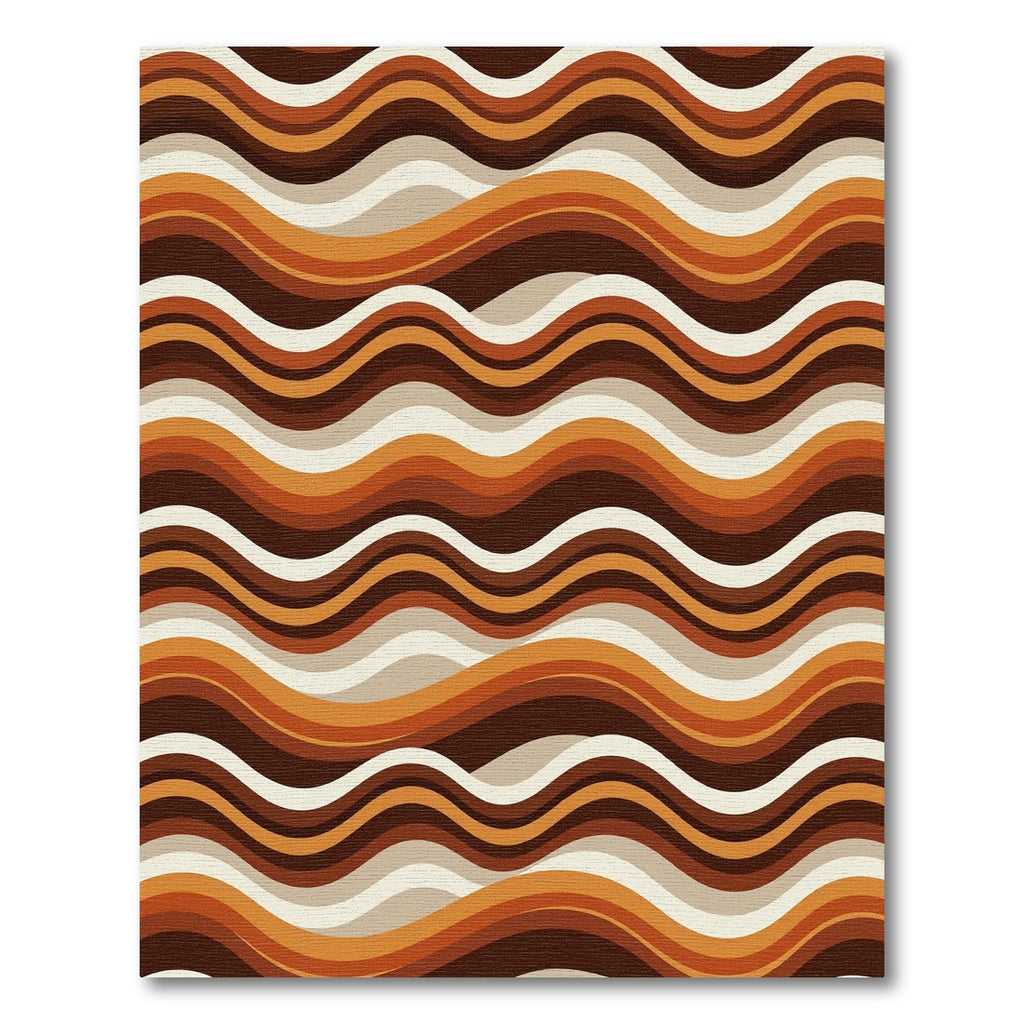Retro Earth Tone Wavy Striped Rug