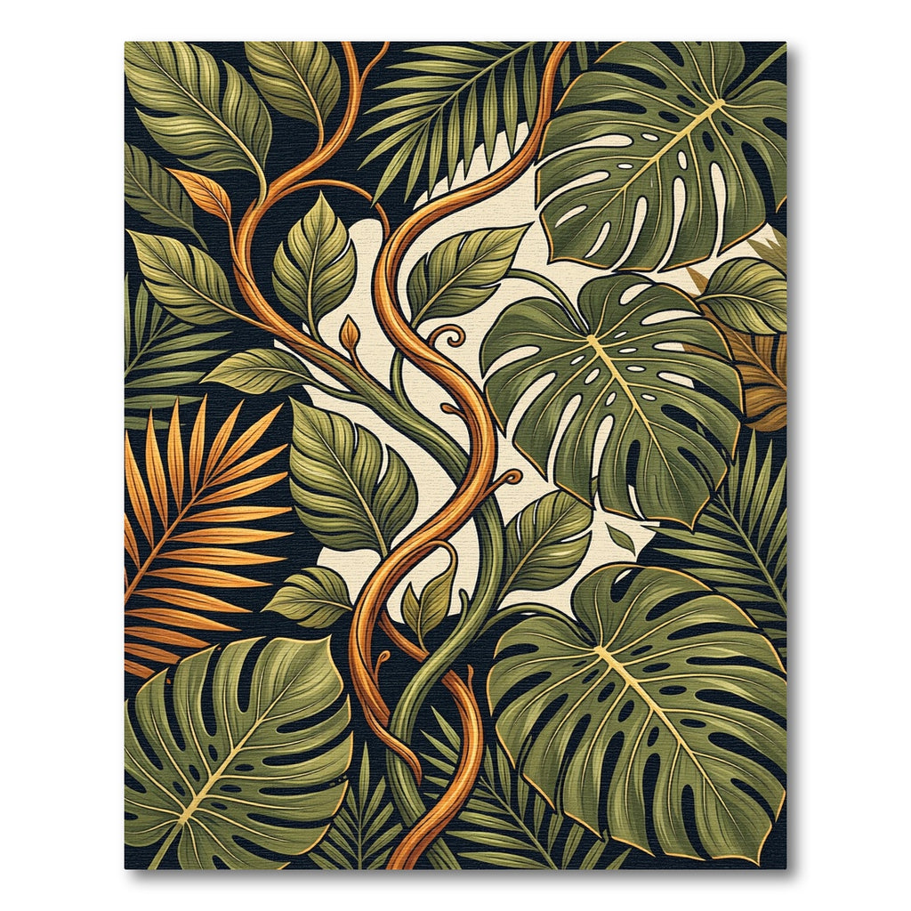 Lush Green Tropical Foliage Jungle Rug