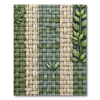 Earthy Sage Woven Basket Weave Botanical Rug