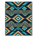 Southwestern Teal and Tan Geometric Diamond Rug