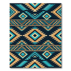 Southwestern Teal and Tan Geometric Diamond Rug
