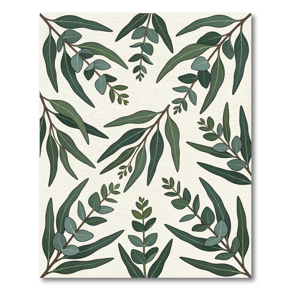 Lush Green Eucalyptus Botanical Illustration Rug