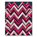 Crimson Pink Zigzag Chevron Layered Rug