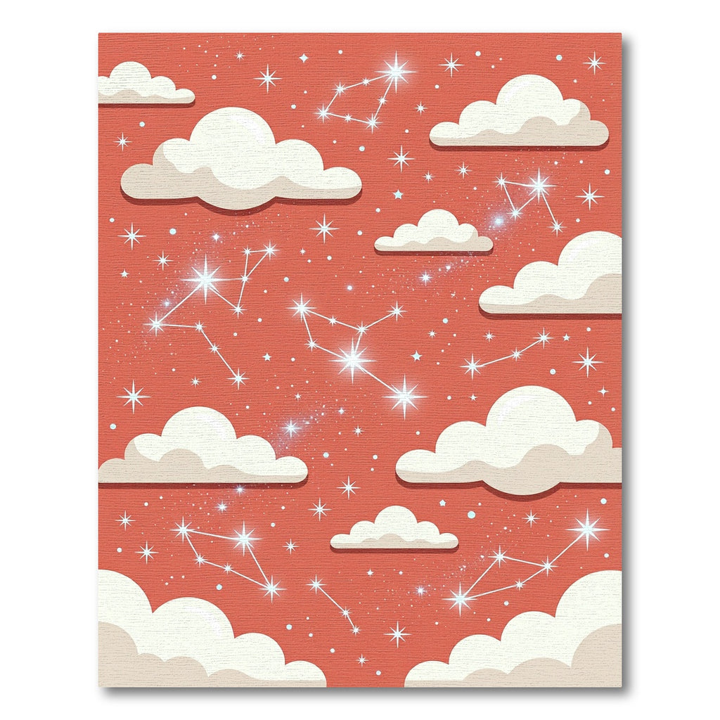 Terracotta Celestial Constellation Starry Sky Rug