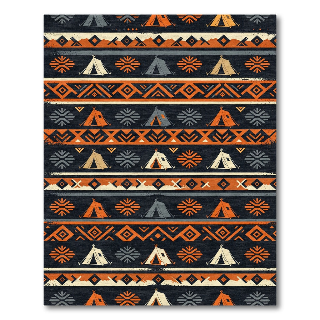 Earthy Orange Geometric Wilderness Camping Decor Rug