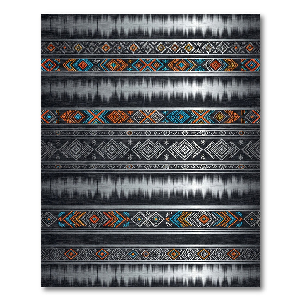 Bold Orange Blue Tribal Stripes Rug