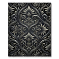 Elegant Black and Silver Damask Scroll Rug
