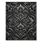 Elegant Black and Silver Damask Scroll Rug