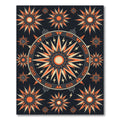 Celestial Orange Compass Starburst Art Rug