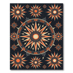 Celestial Orange Compass Starburst Art Rug