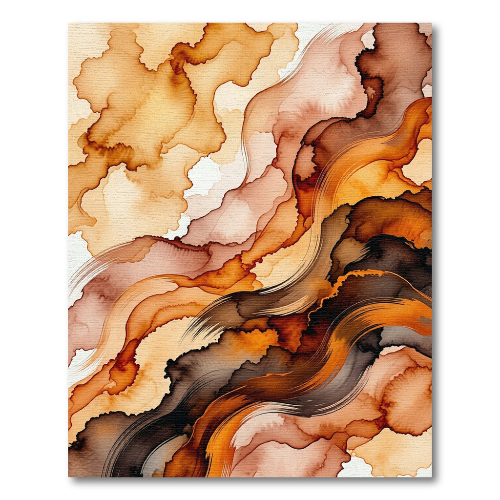 Abstract Earth Tone Fluid Wave Flow Rug