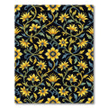 Elegant Gold Floral Vine Black Rug