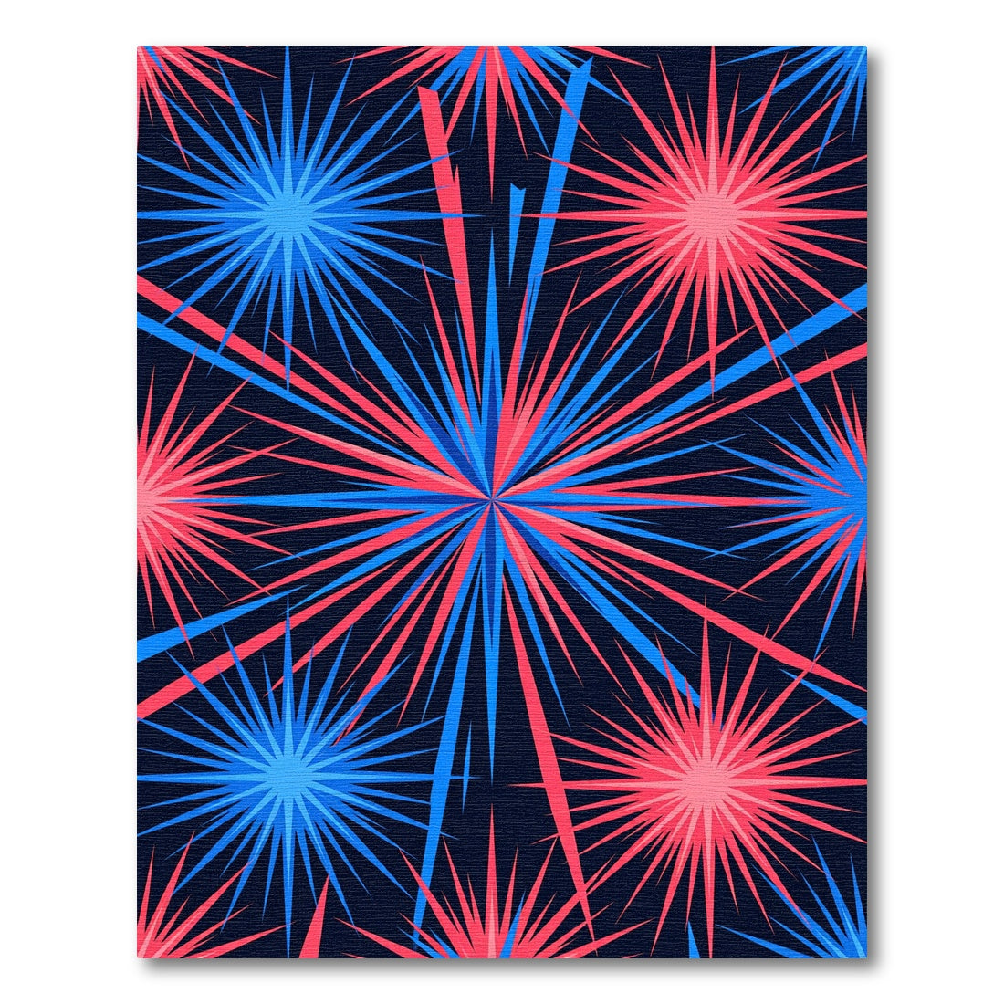 Vibrant Red and Blue Burst Star Rug