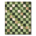 Distressed Olive Checkerboard Grungy Plaid Rug