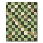 Distressed Olive Checkerboard Grungy Plaid Rug