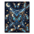 Celestial Blue Butterfly Moon Starry Sky Rug