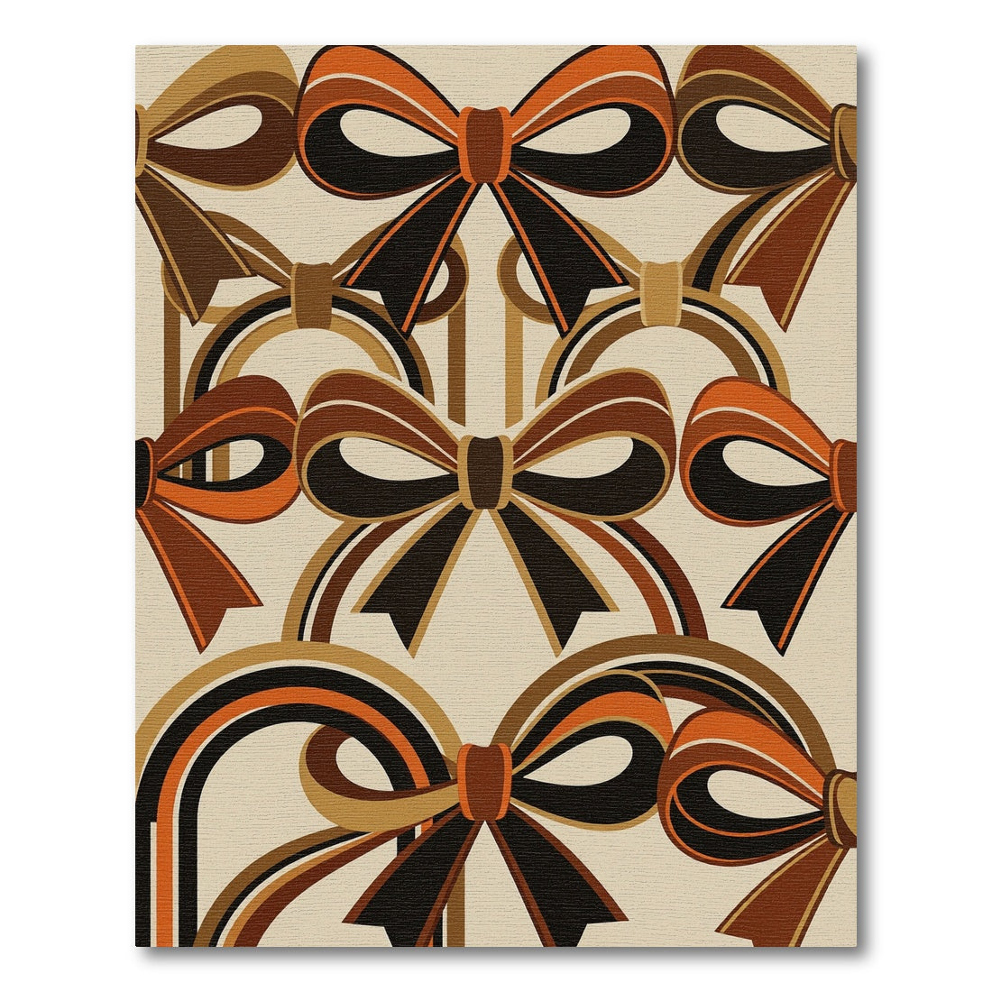 Retro Mid Century Terracotta Bows Rug