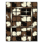 Abstract Earthy Tone Broken Tile Grid Rug