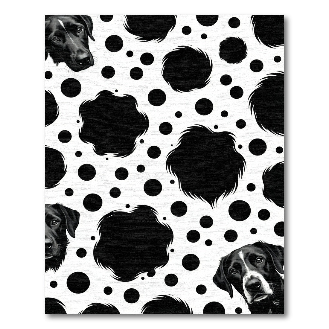 Black White Dog Spots Imprint Rug