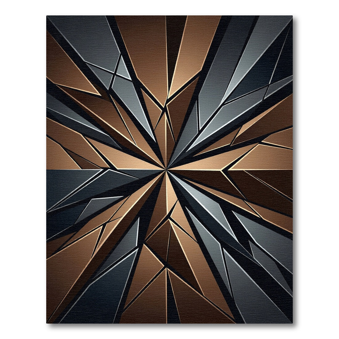 Metallic Bronze and Charcoal Geometric Star Rug