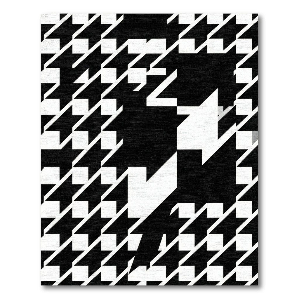 Bold Black and White Houndstooth Abstract Rug