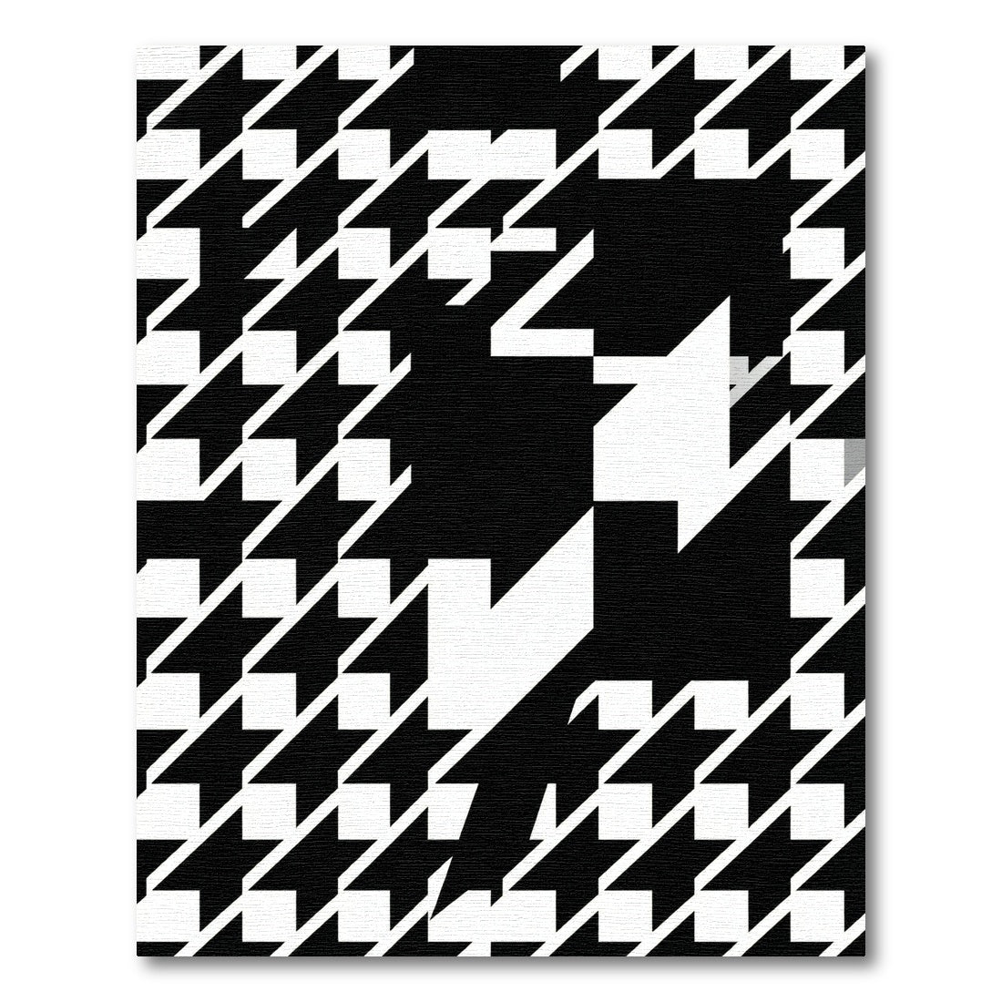Bold Black and White Houndstooth Abstract Rug